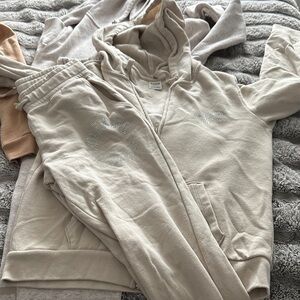 Beige Hoodie and Sweatpants Set